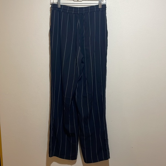 Anine Bing Isabella Pinstripe Pants Drawstring Pull On Black Stripe Size Medium - Picture 10 of 16